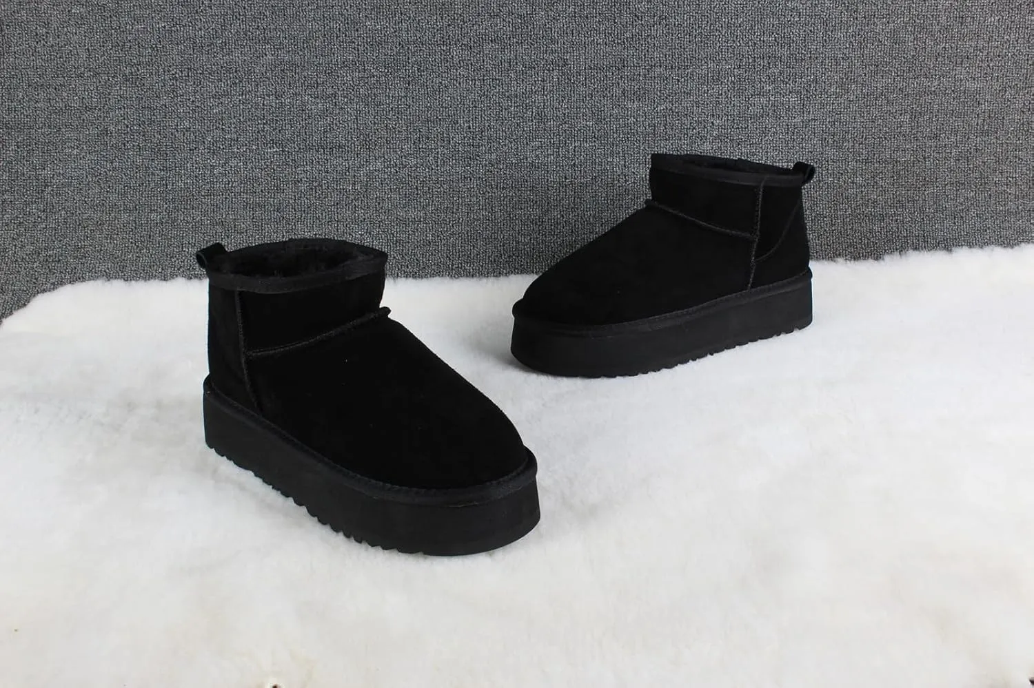 Gegefur Women's Platform Classic Boots Faux Fur Lined Ankle Snow Boots