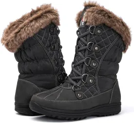 GLOBALWIN Women's Snow Boots Mid Calf Warm Winter Fashion Boots Comfortable Lace-UpWaterproof Boots Insulated Non-Slip Outdoor Shoes for Women