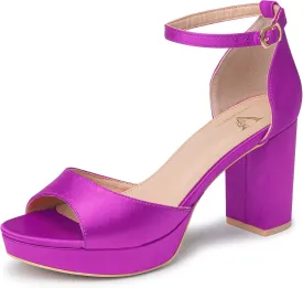 High Heels Chunky Platform Heels for Women Ankle Strap Comfy Open Toe Block Heeled Sandals Party Prom Wedding Dress Pumps