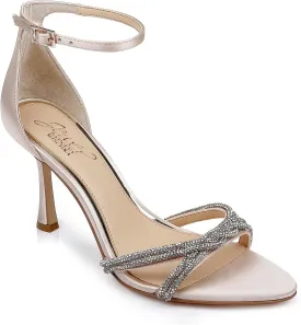 Jewel Badgley Mischka Vani Glitter Straps Stiletto Heels