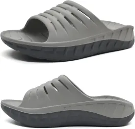 KuaiLu Mens Recovery Sandals Orthotic Thick Cushion Open Toe Sport Slides, Reduces Stress on Feet With Comfortable Plantar Fasciitis, Joints & Back Post-Exercise