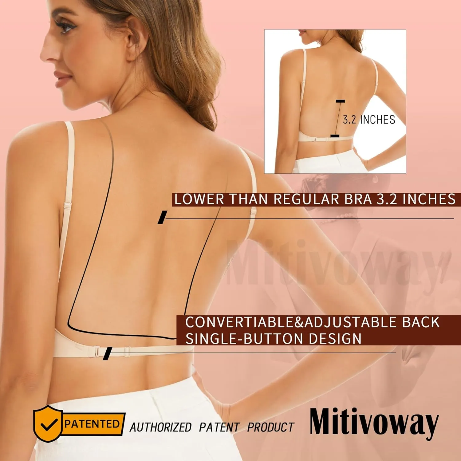 Low Back Bras for Women-Seamless Bralette Wireless Triangle Invisable Backless Bra-Low Cut Strappy Open Back Halter Bra