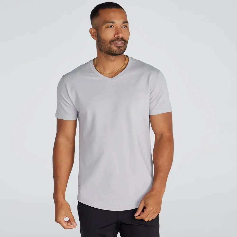 Men's Drop-Cut V-Neck ?C Plain Tshirts for Men ?C Soft Polyester, Cotton, Spandex ?C Moisture Wicking, Wrinkle Resistant