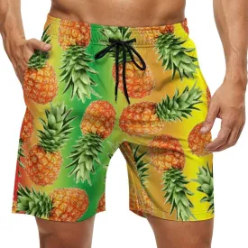 Men's Swim Trunks Quick Dry Swimming Trunks Upside Down Pineapple Beach Shorts with Mesh Lining and Pockets