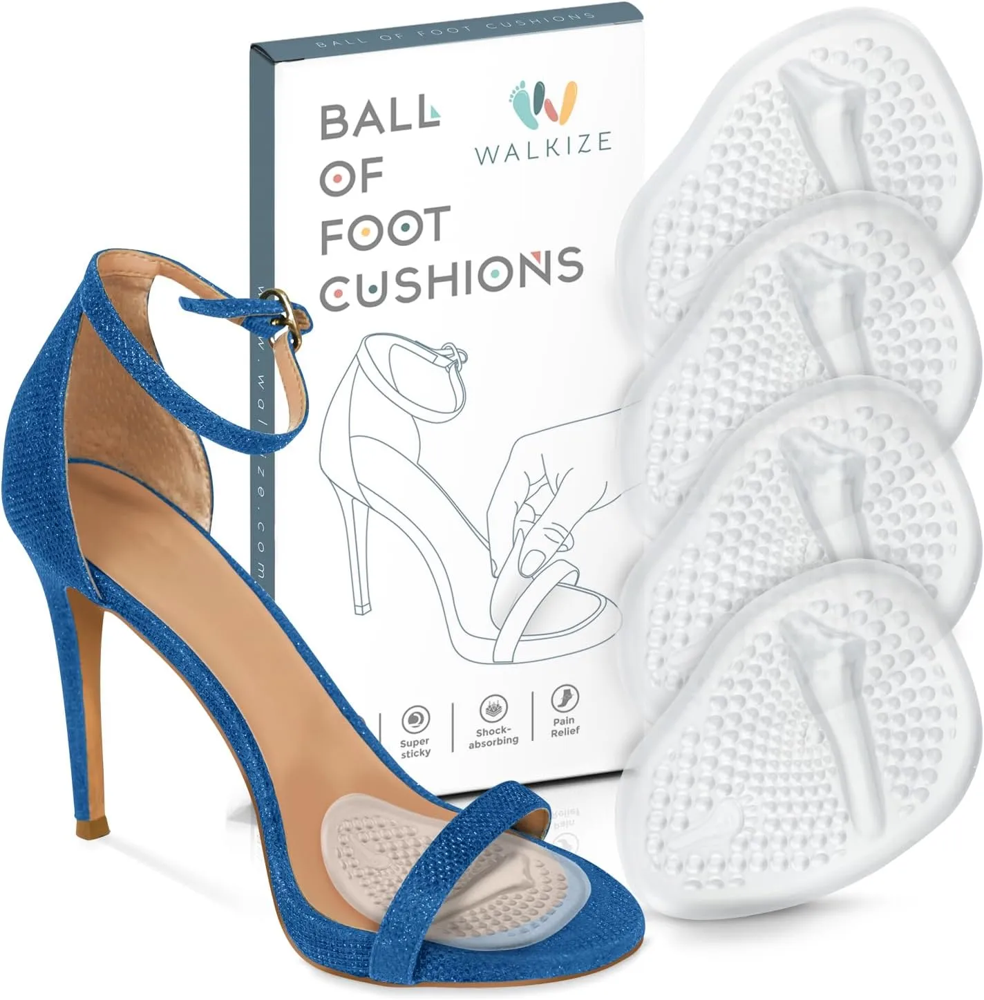 Metatarsal Pads | Ball of Foot Cushions (2 Pairs Foot Pads) All Day Pain Relief and Comfort One Size Fits Shoe Inserts