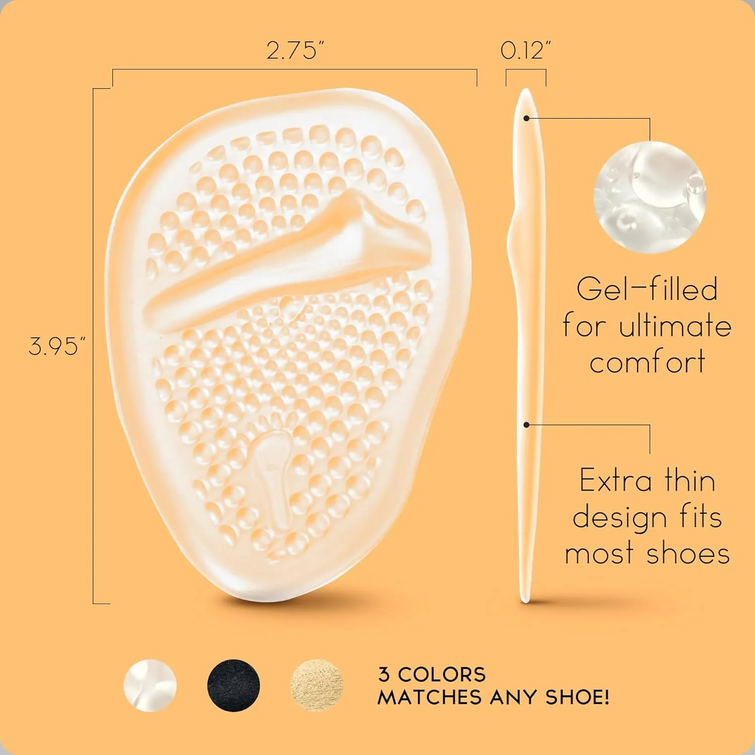 Metatarsal Pads | Ball of Foot Cushions (2 Pairs Foot Pads) All Day Pain Relief and Comfort One Size Fits Shoe Inserts
