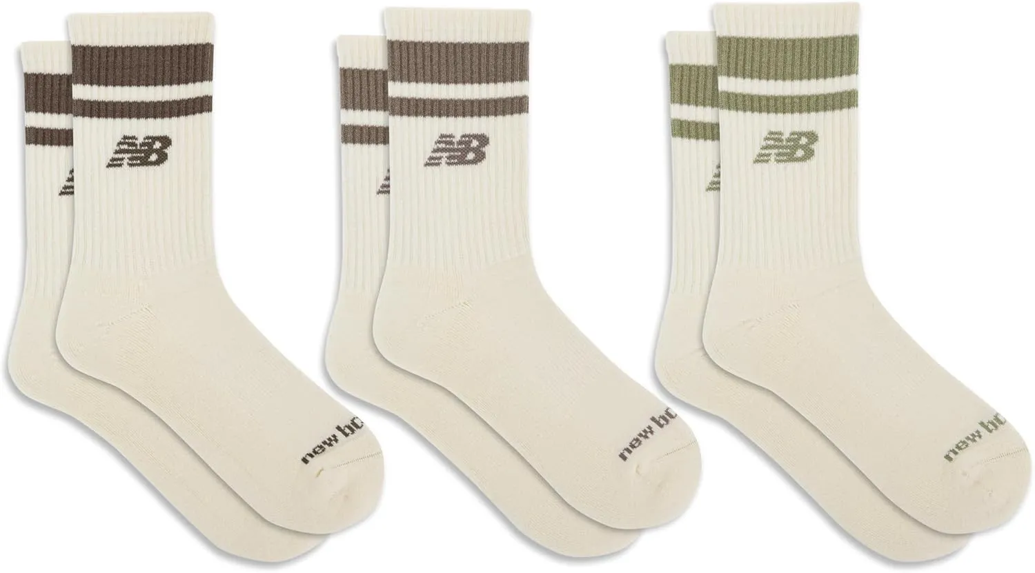 New Balance Organic Cotton Crew Socks-3 Pairs-Arch Support