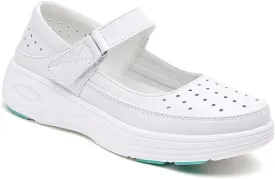 Nurse Shoes for Women Comfortable Nursing Shoes Slip On Waterproof Healthcare Work Sneakers White Leather for Running Gym