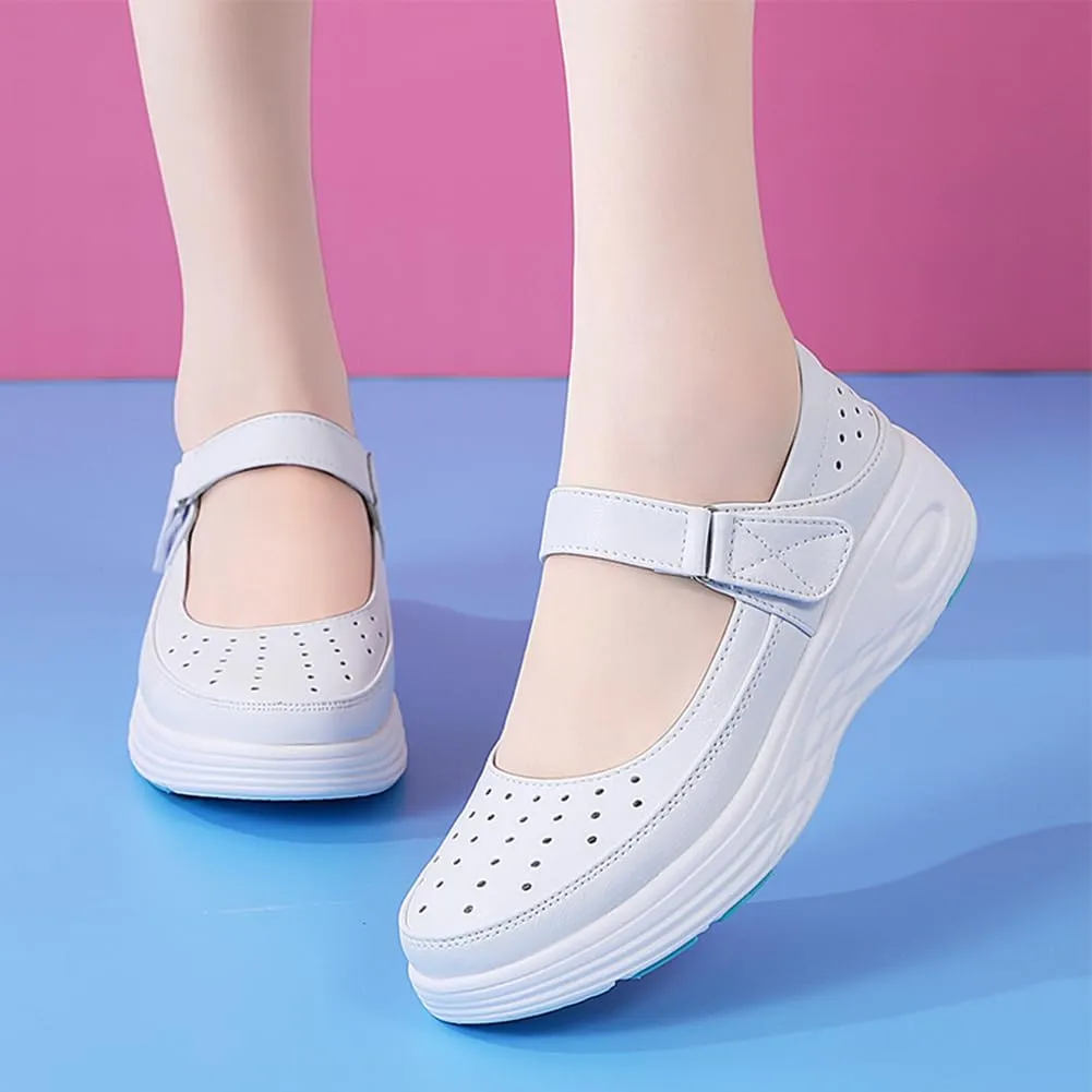 Nurse Shoes for Women Comfortable Nursing Shoes Slip On Waterproof Healthcare Work Sneakers White Leather for Running Gym
