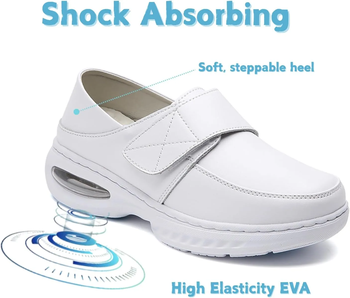 Nurse Shoes for Women Comfortable Nursing Shoes Slip On Waterproof Healthcare Work Sneakers White Leather for Running Gym