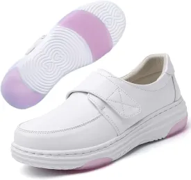 Nurse Shoes for Women Comfortable Nursing Shoes Slip On Waterproof Healthcare Work Sneakers White Leather for Running Gym