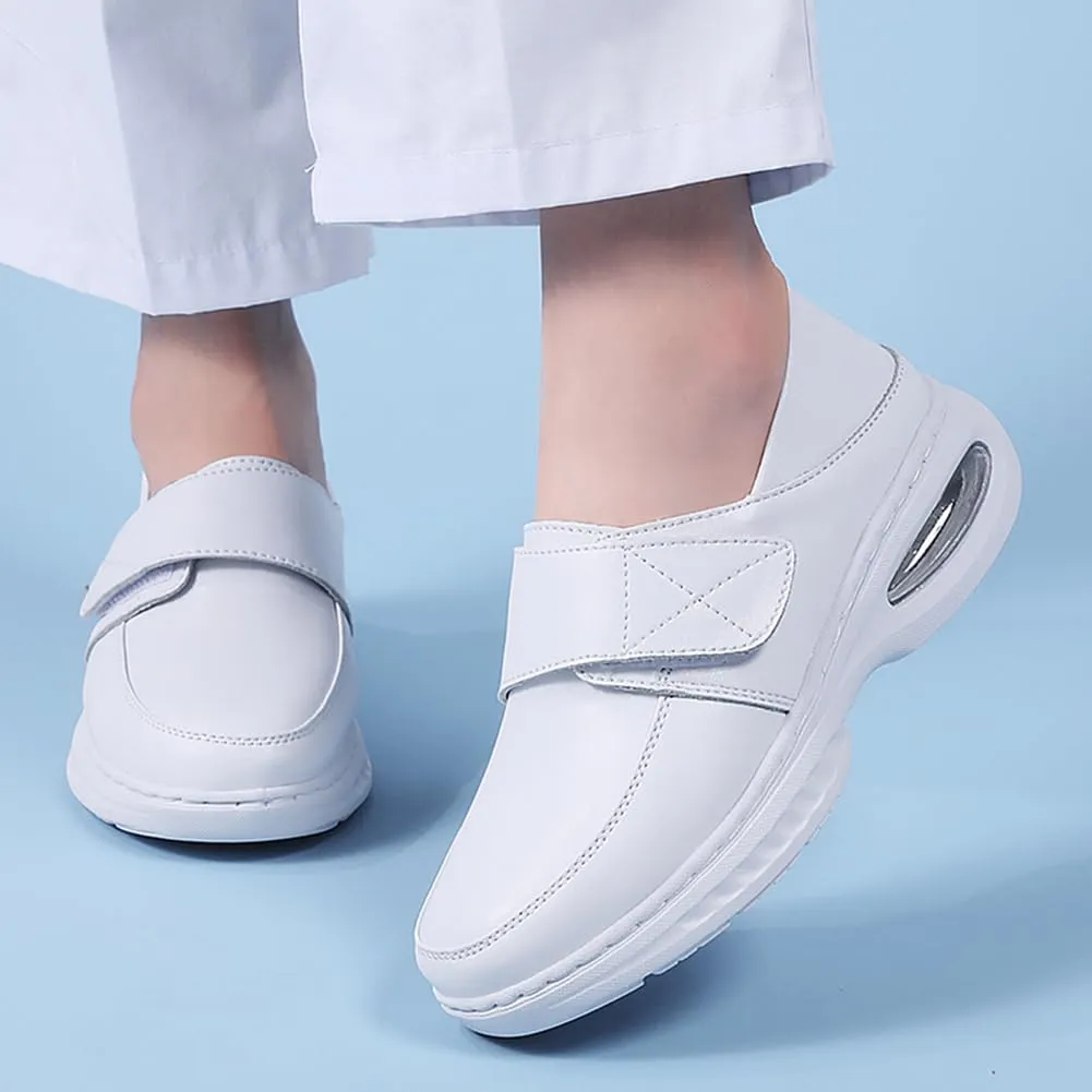 Nurse Shoes for Women Comfortable Nursing Shoes Slip On Waterproof Healthcare Work Sneakers White Leather for Running Gym