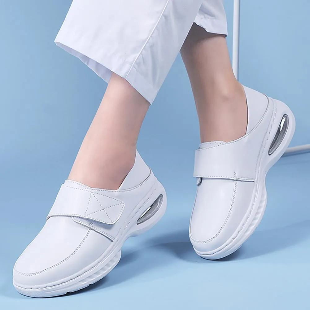 Nurse Shoes for Women Comfortable Nursing Shoes Slip On Waterproof Healthcare Work Sneakers White Leather for Running Gym