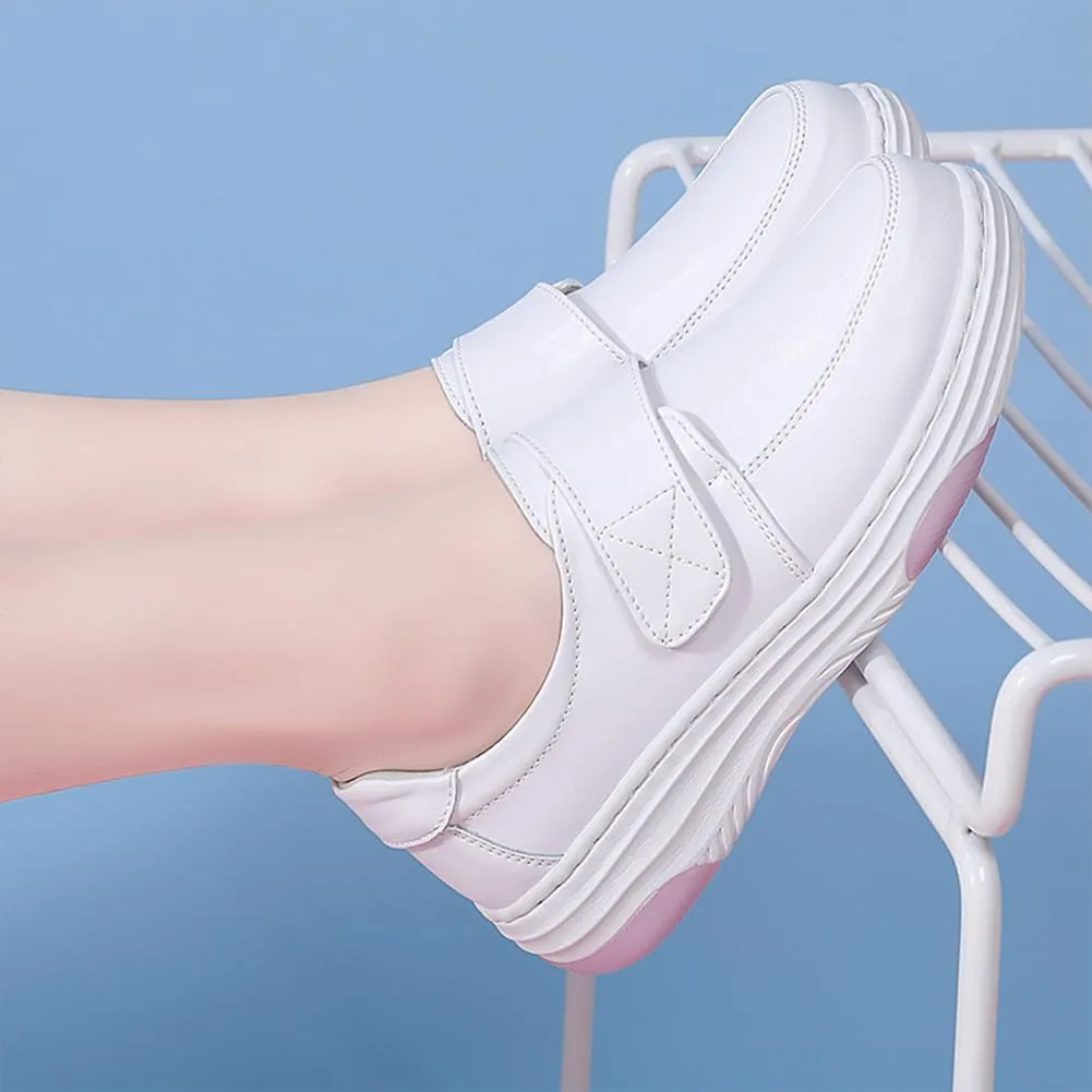 Nurse Shoes for Women Comfortable Nursing Shoes Slip On Waterproof Healthcare Work Sneakers White Leather for Running Gym