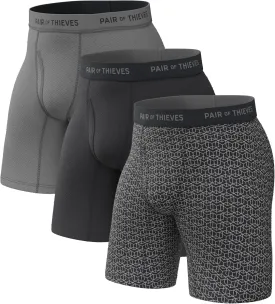 Pair of Thieves Super Fit Long Boxer Briefs for Men - Ultra Soft, Breathable, Quick-Dry Underwear 4-Way Stretch (2 & 3 Pack)
