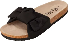 PepStep Slide Sandals for Women or Ladies Dressy Summer Casual, Cute Bow Tie Knot On Top Strap, Comfy Slip On Cork Foot Bed