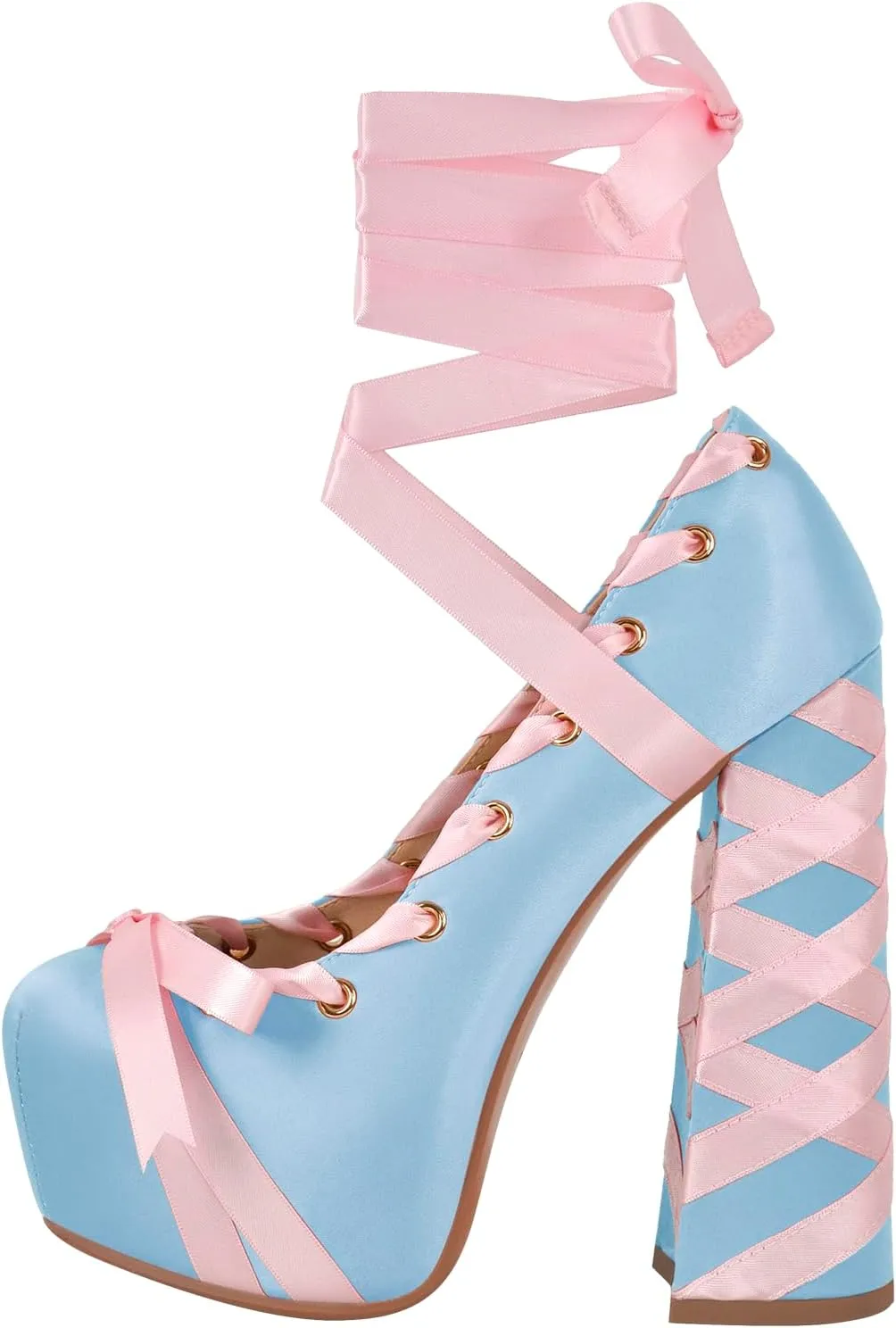 Platform Heels Chunky Bow Ribbon Pumps