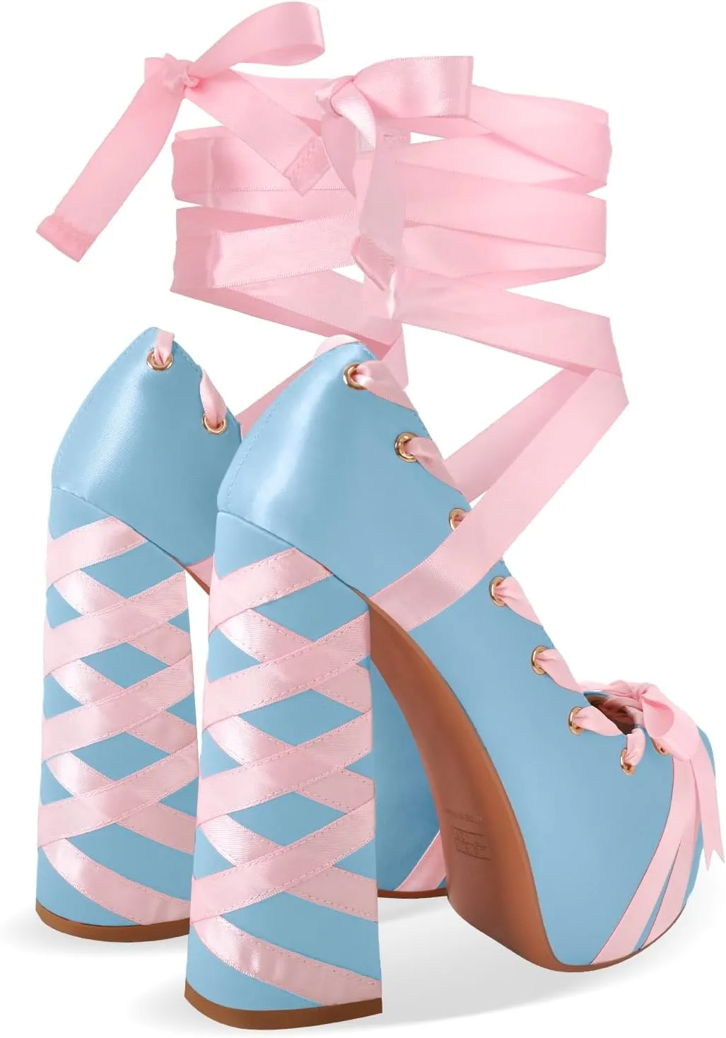 Platform Heels Chunky Bow Ribbon Pumps