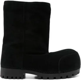 Platform Snow Boots for Women Suede Classic Fur Hippy Mid Calf Winter Boots Slip On High Boots Comfortable Chunky Trending Shoes Biege