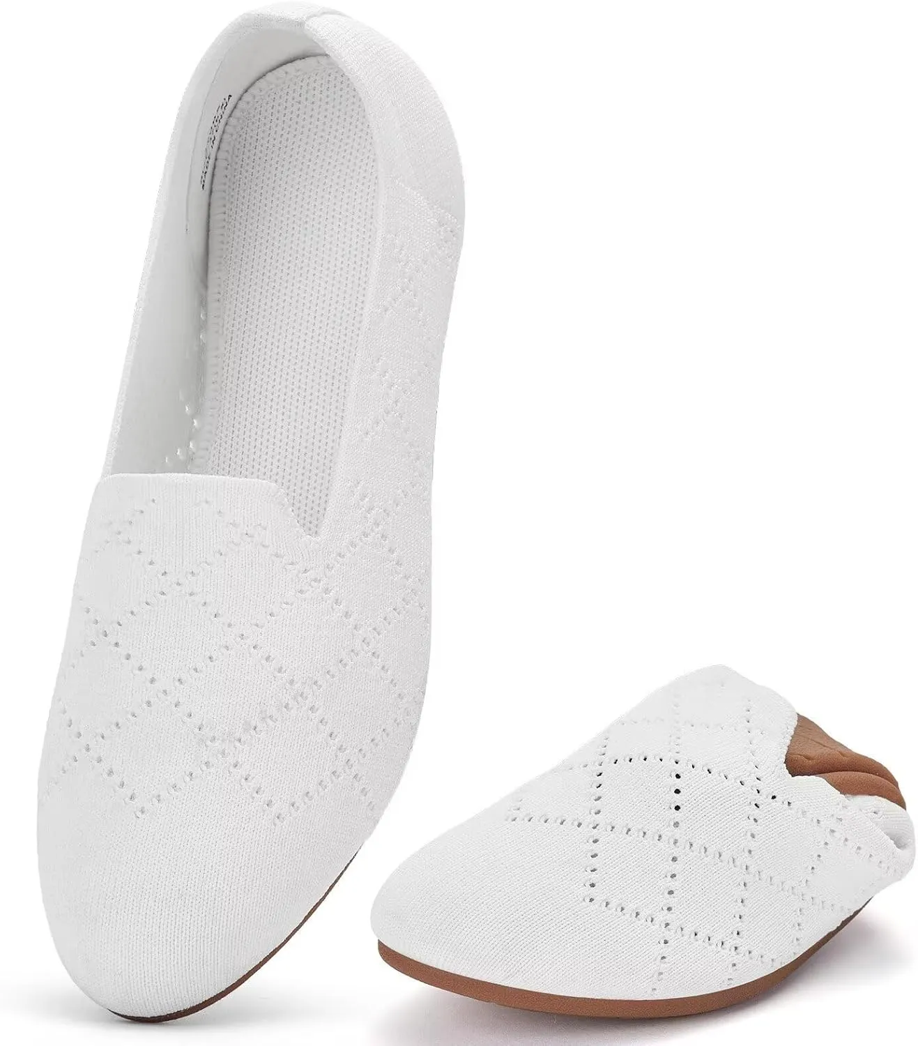 poemlady Womens Ballet Flat Shoes Dress Shoes Knit Round Toe Slip On Ballerina Walking Flats Shoes for Woman Low Wedge Casual