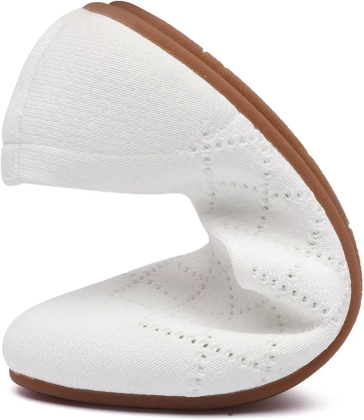poemlady Womens Ballet Flat Shoes Dress Shoes Knit Round Toe Slip On Ballerina Walking Flats Shoes for Woman Low Wedge Casual