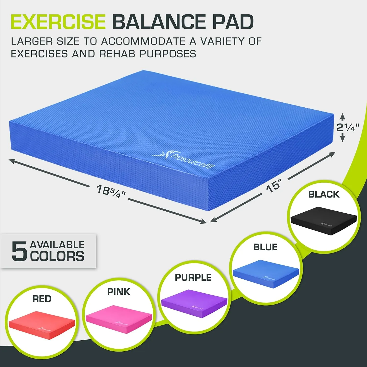 ProsourceFit Exercise Balance Pad  Large Cushioned Non-Slip Foam Mat & Knee Pad for Fitness, Stability Training, Physical Therapy