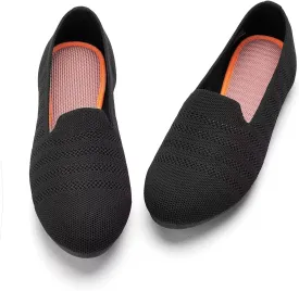 Puxowe Women's Knit Ballet Flats Slip-On Shoes with Low Wedge Sole - Comfortable Round Toe Shoes for Walking, Dress & Casual Outfits