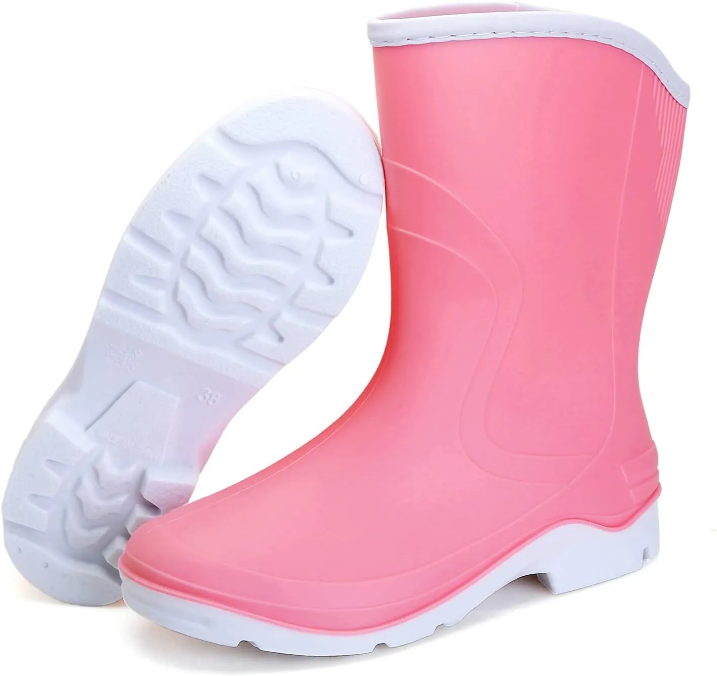 Rain Boots for WomenWaterproof Garden Rubber Boots, Non-slip Width Mid-Calf Comfort Short Boots, Ankle Rainboots Boots, Lightweight Platform Mud Boots Water Shoes for Outdoor Working Fishing