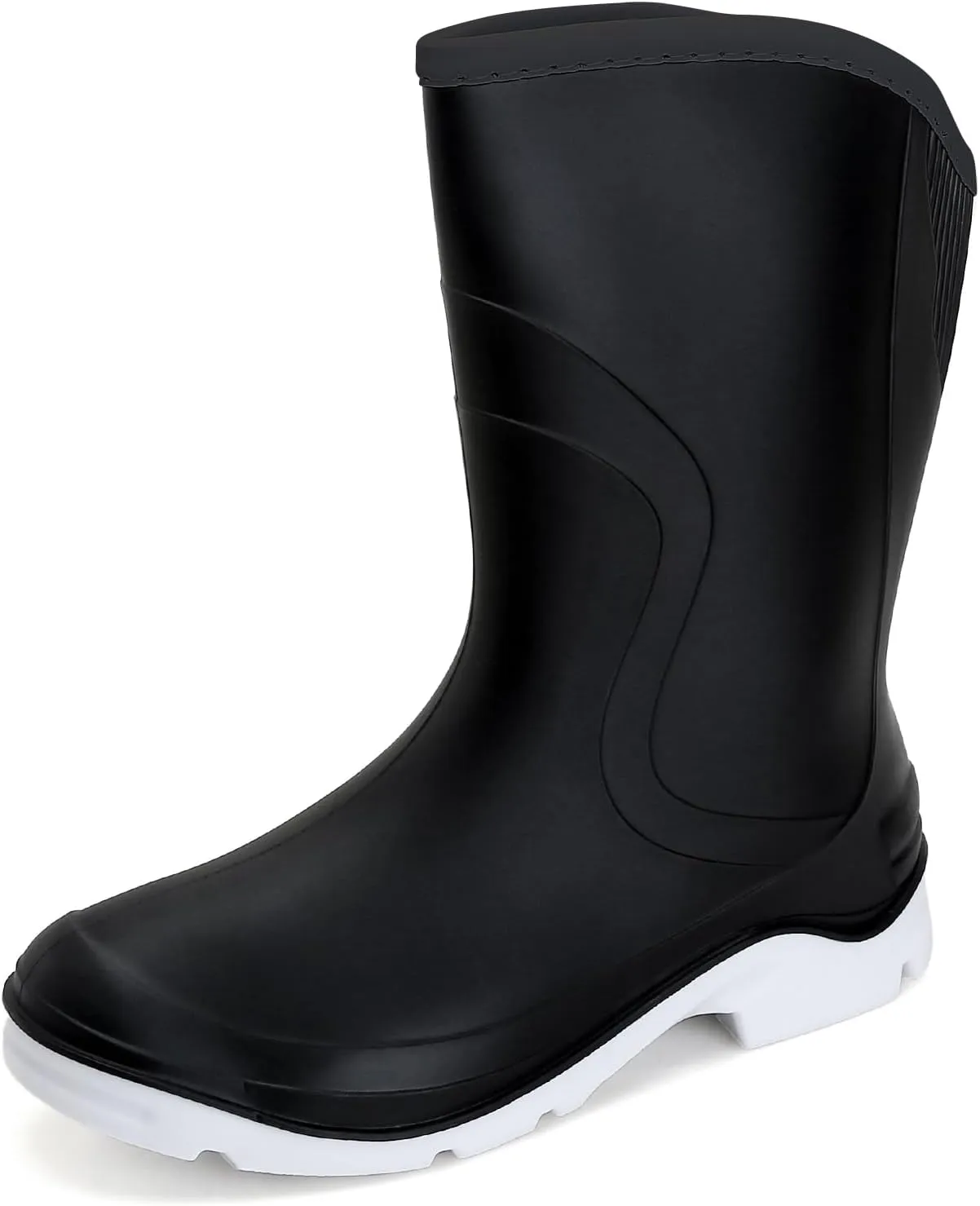 Rain Boots for WomenWaterproof Garden Rubber Boots, Non-slip Width Mid-Calf Comfort Short Boots, Ankle Rainboots Boots, Lightweight Platform Mud Boots Water Shoes for Outdoor Working Fishing