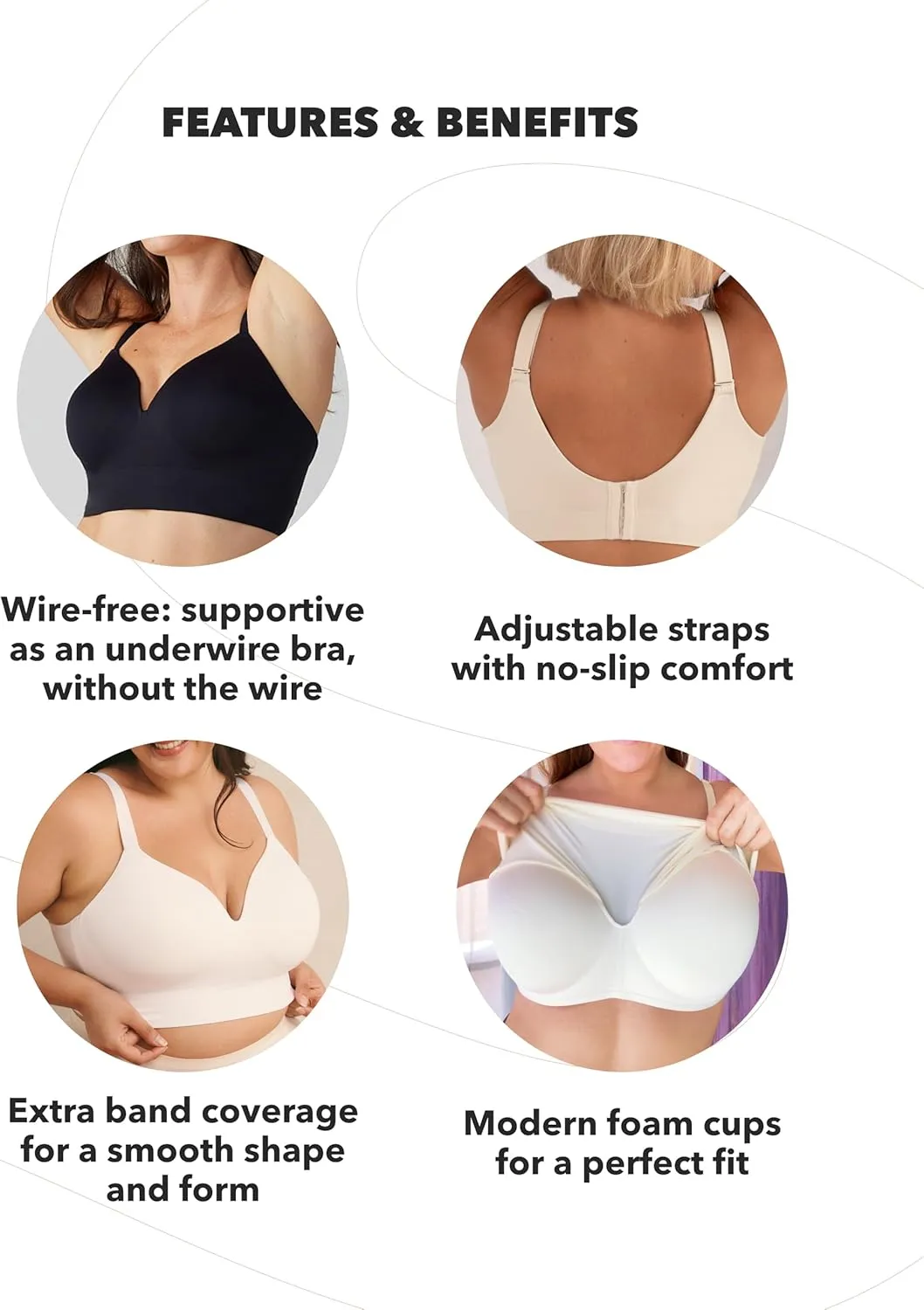 SHAPERMINT Bras for Women - Lingerie Bra, Bralettes for Women with Support, No Underwire Plus Size Bras for Women