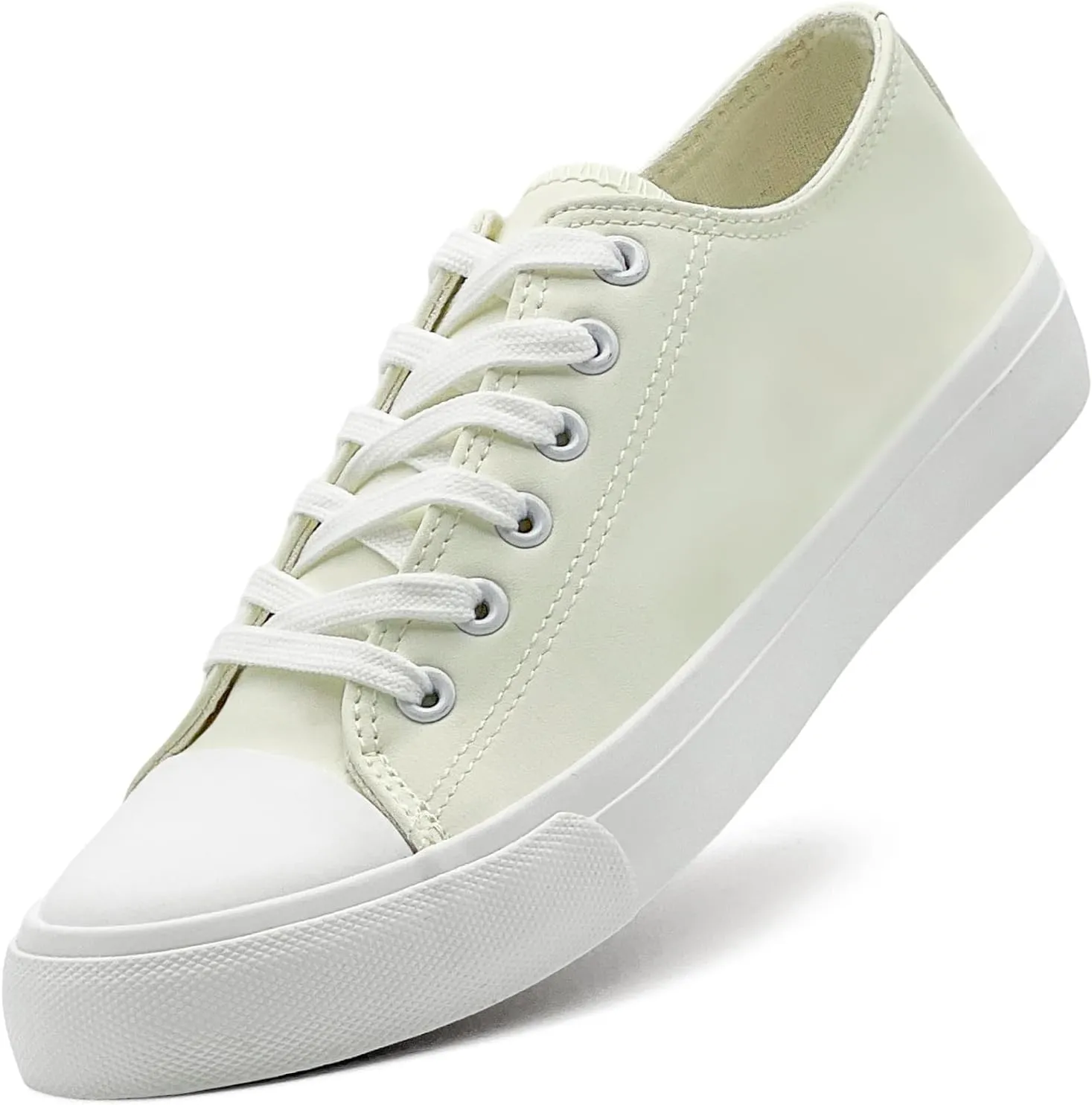 sharllen Women's Fashion PU Leather Sneakers Men's Classic Lace up Casual Walking Running Shoes Comfortable Black White Tennis Shoes