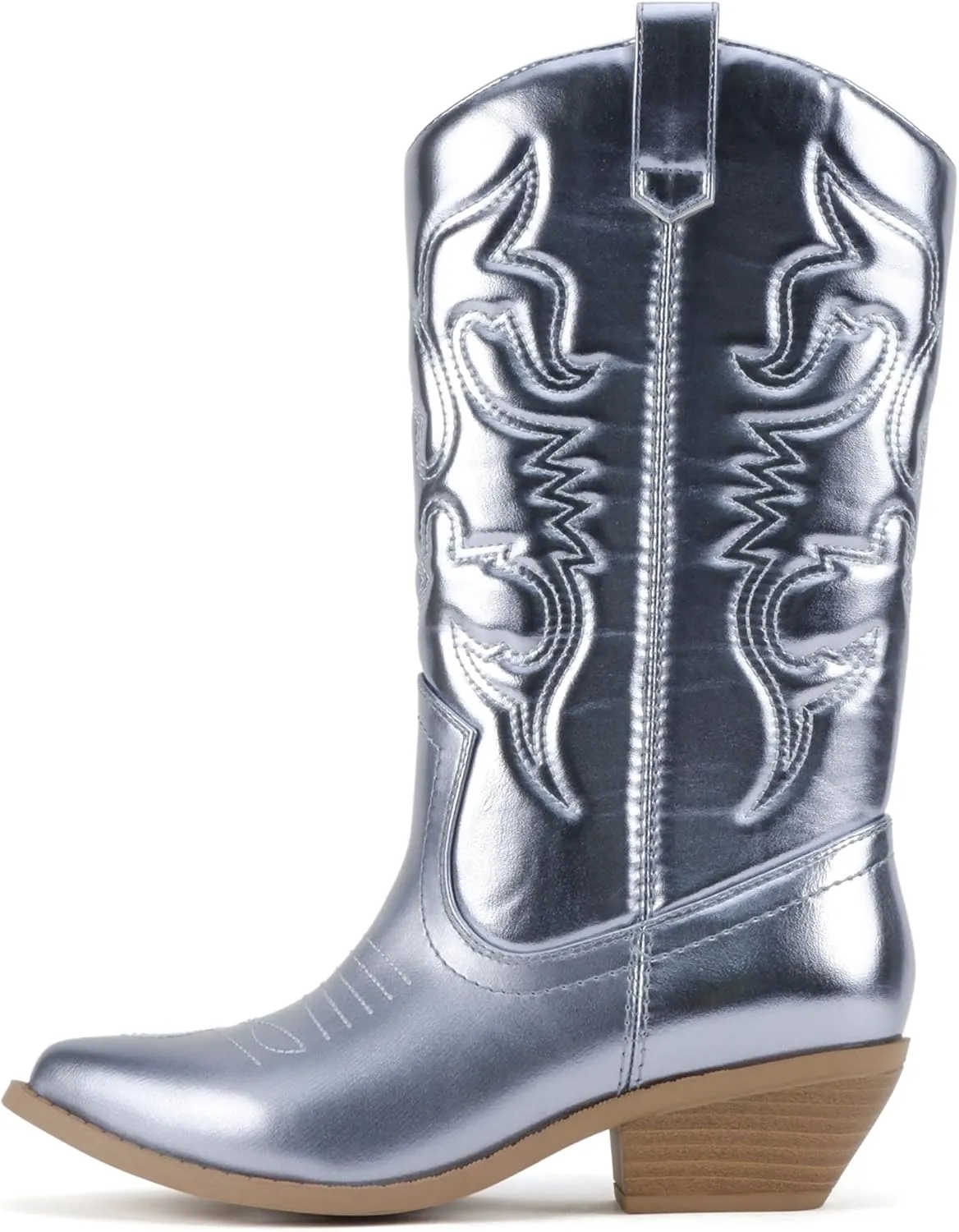 Soda RENO ~ Women Western Cowboy Stitched Pointe Toe Low Heel Ankle Mid Shaft Fashion Boots