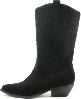 Soda RENO ~ Women Western Cowboy Stitched Pointe Toe Low Heel Ankle Mid Shaft Fashion Boots