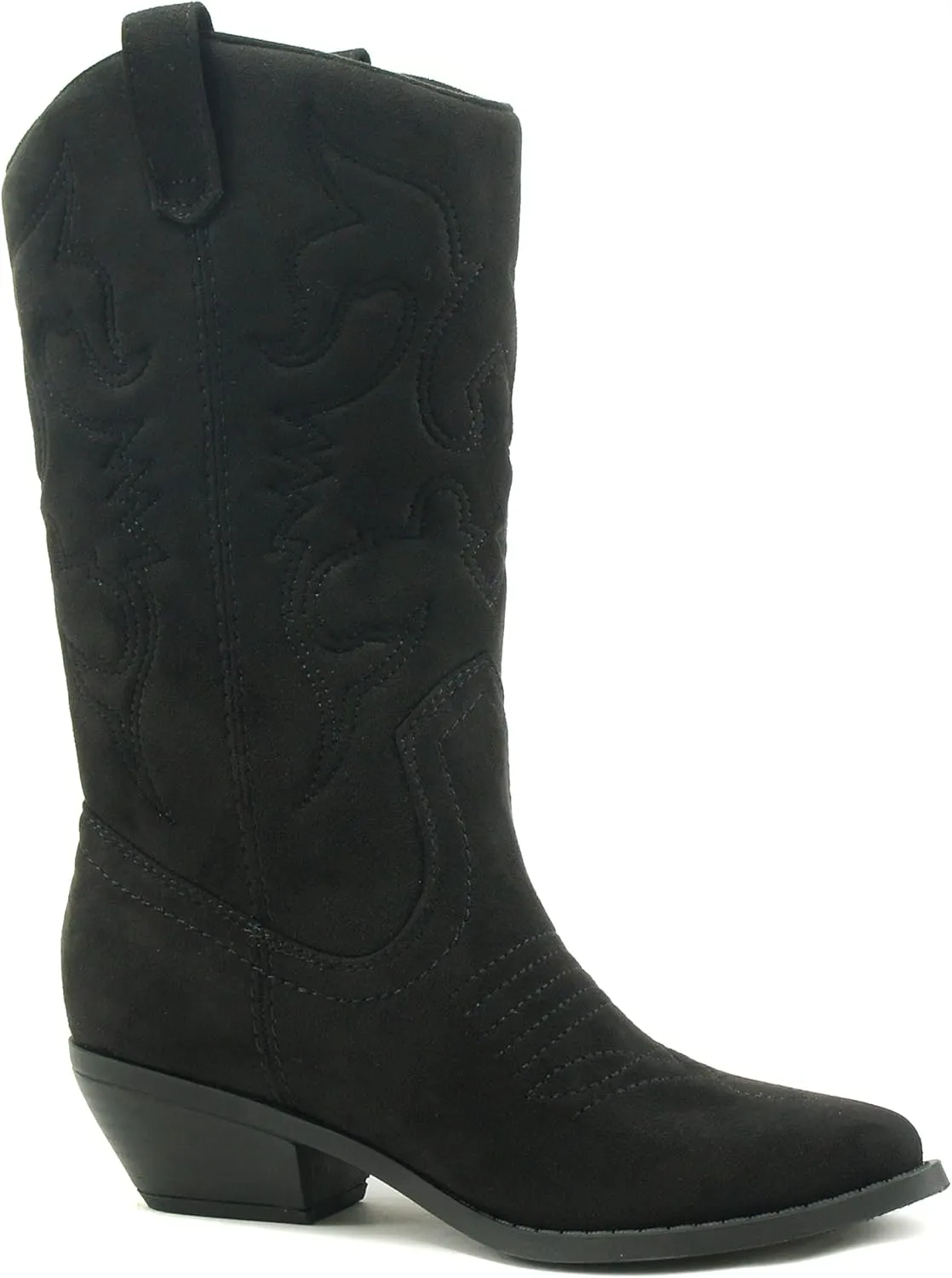 Soda RENO ~ Women Western Cowboy Stitched Pointe Toe Low Heel Ankle Mid Shaft Fashion Boots
