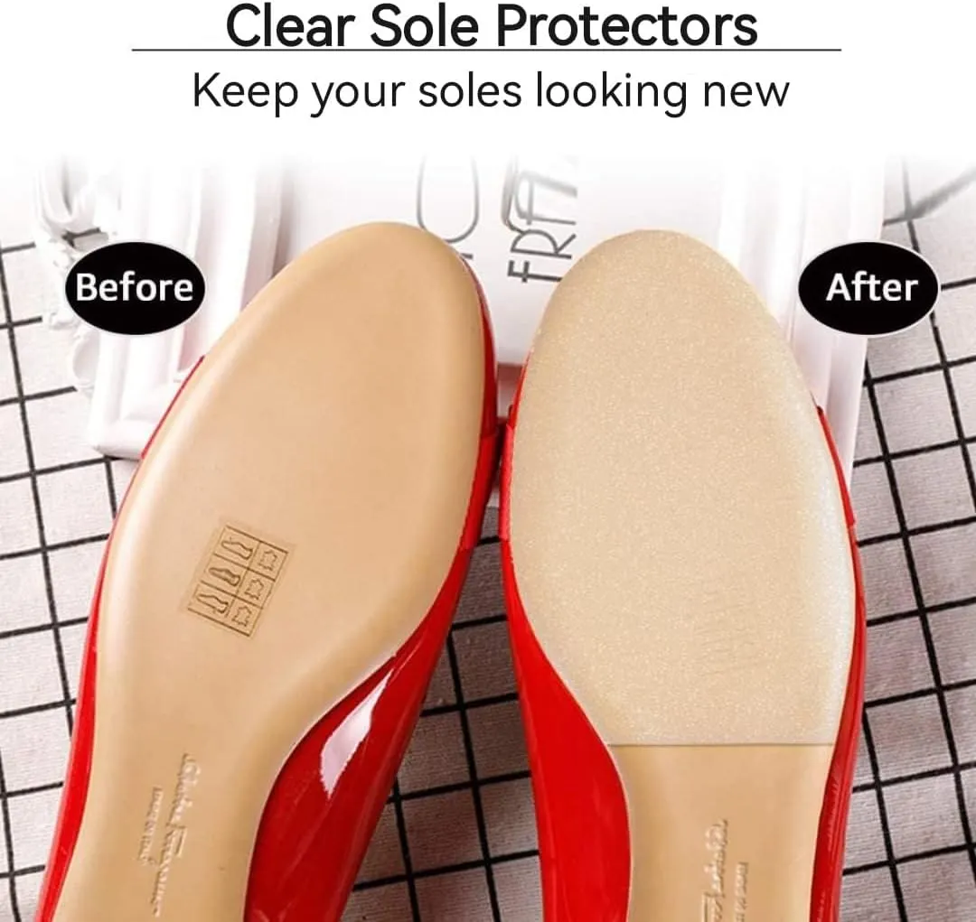 Sole Protector and Red Bottom Covers - Crystal Clear Shoe Protector for Heels - 2 Pairs (6.0"4.0", Clear)