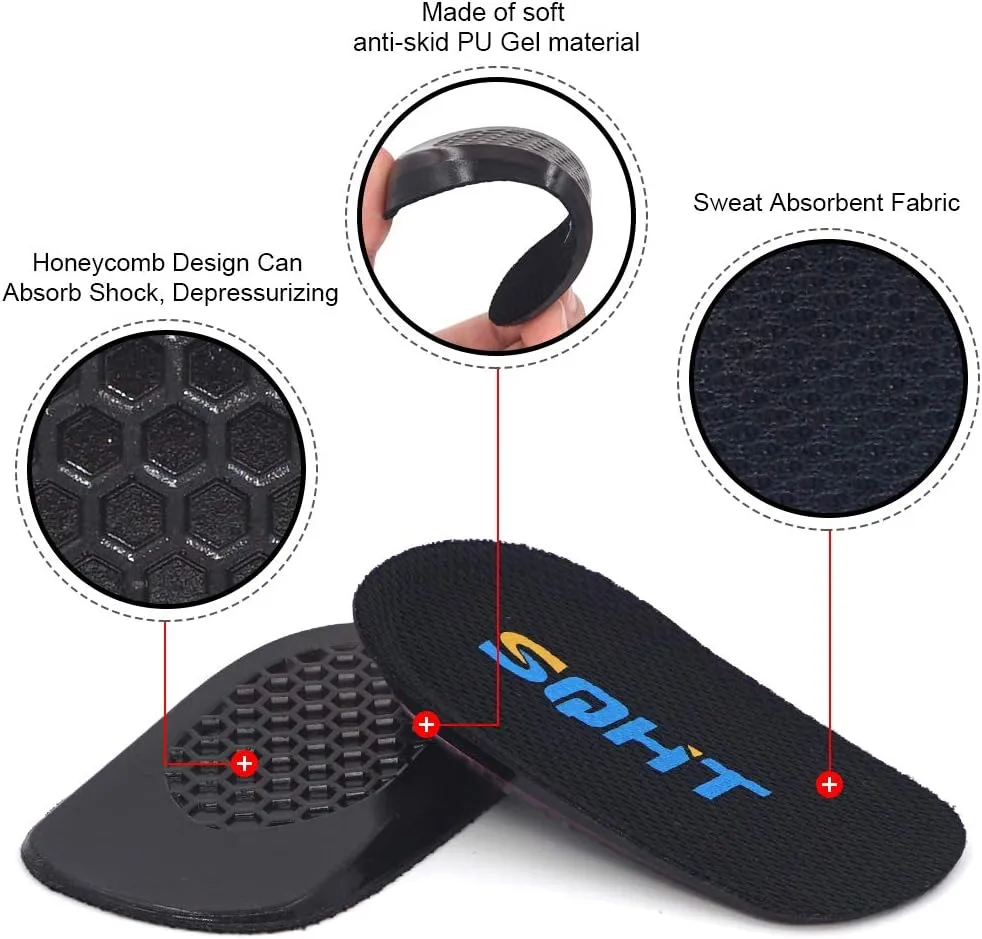 SQHT Height Increase Insoles - Heel Lift Inserts for Leg Length Discrepancies and Achilles Tendonitis, Heel Cups for Men and Women (Small (0.6" Height))