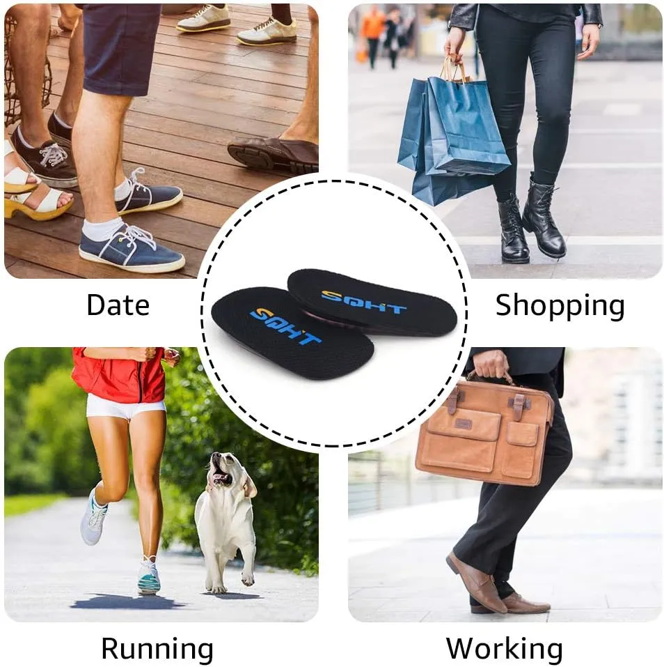 SQHT Height Increase Insoles - Heel Lift Inserts for Leg Length Discrepancies and Achilles Tendonitis, Heel Cups for Men and Women (Small (0.6" Height))