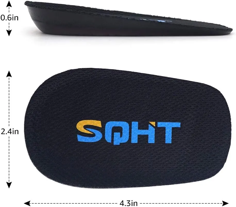 SQHT Height Increase Insoles - Heel Lift Inserts for Leg Length Discrepancies and Achilles Tendonitis, Heel Cups for Men and Women (Small (0.6" Height))