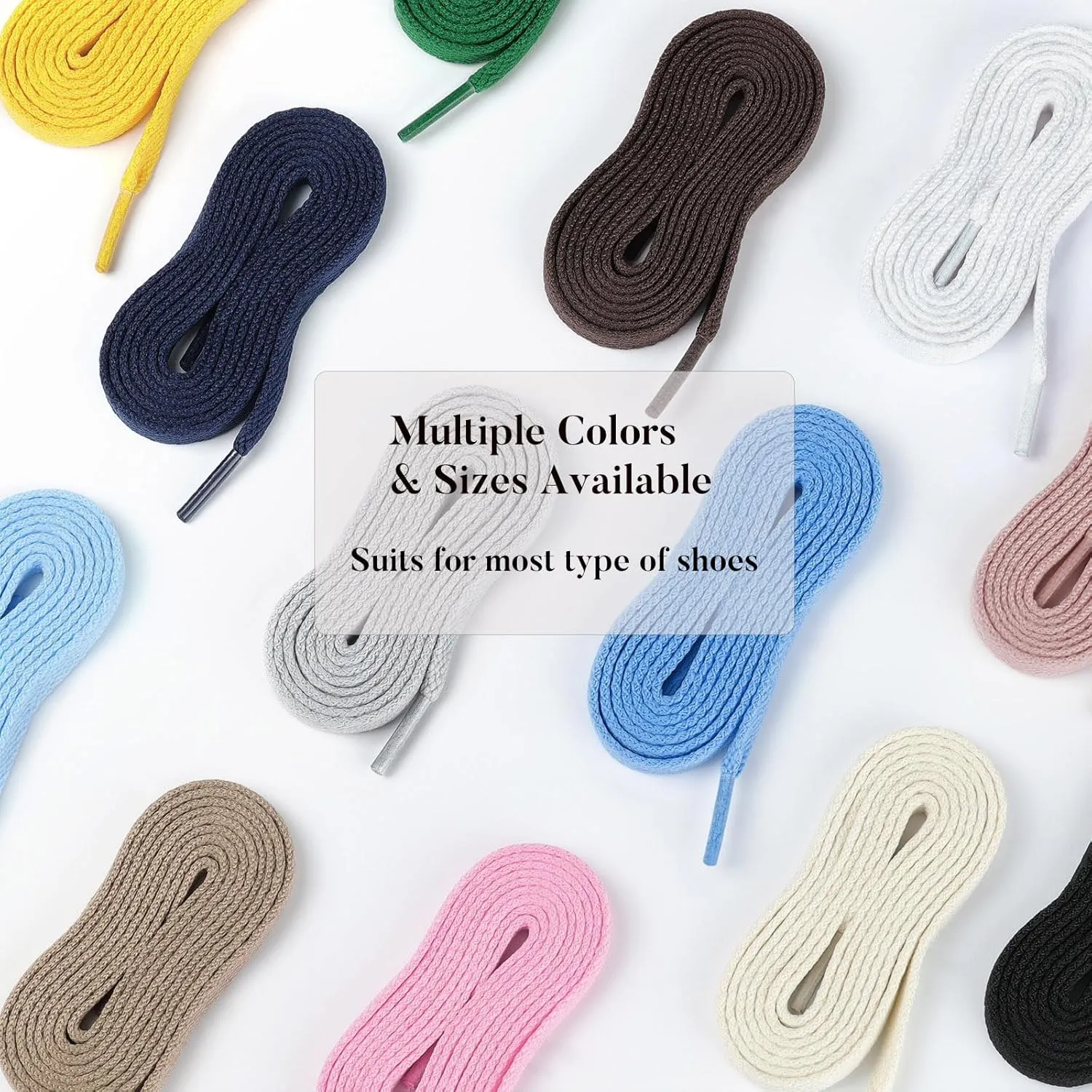 Stepace [2 Pairs Flat Shoe Laces for Sneakers 30"-72" Length 26 Color Shoelaces