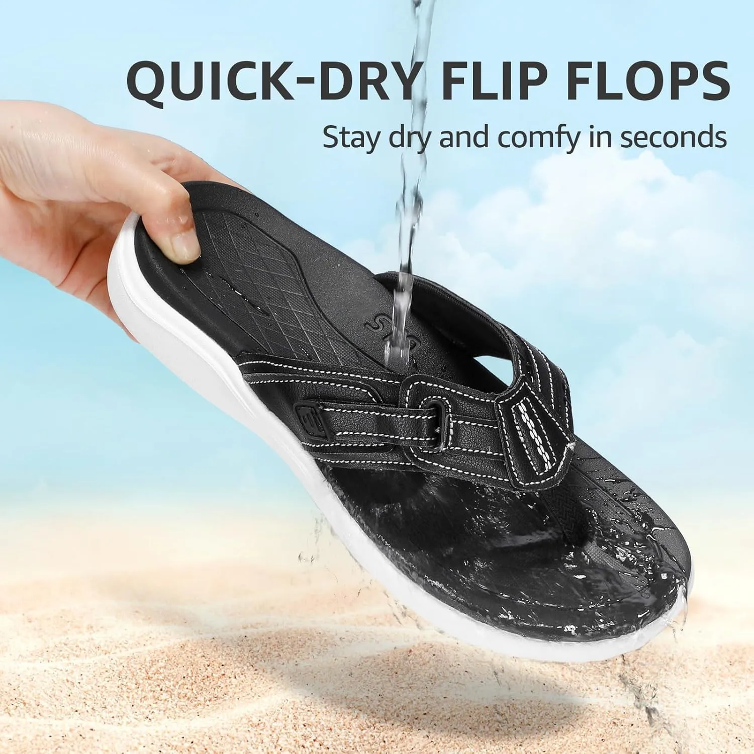 STQ Orthopedic Flip Flops for WomenAdjustable Beach Sandals