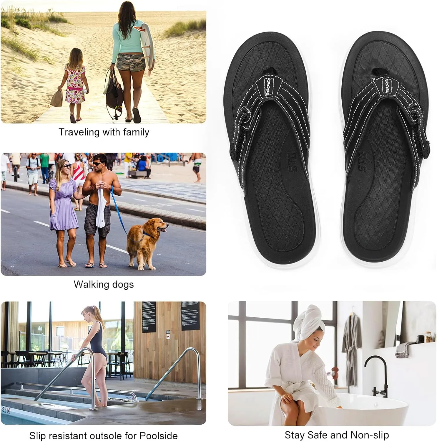 STQ Orthopedic Flip Flops for WomenAdjustable Beach Sandals