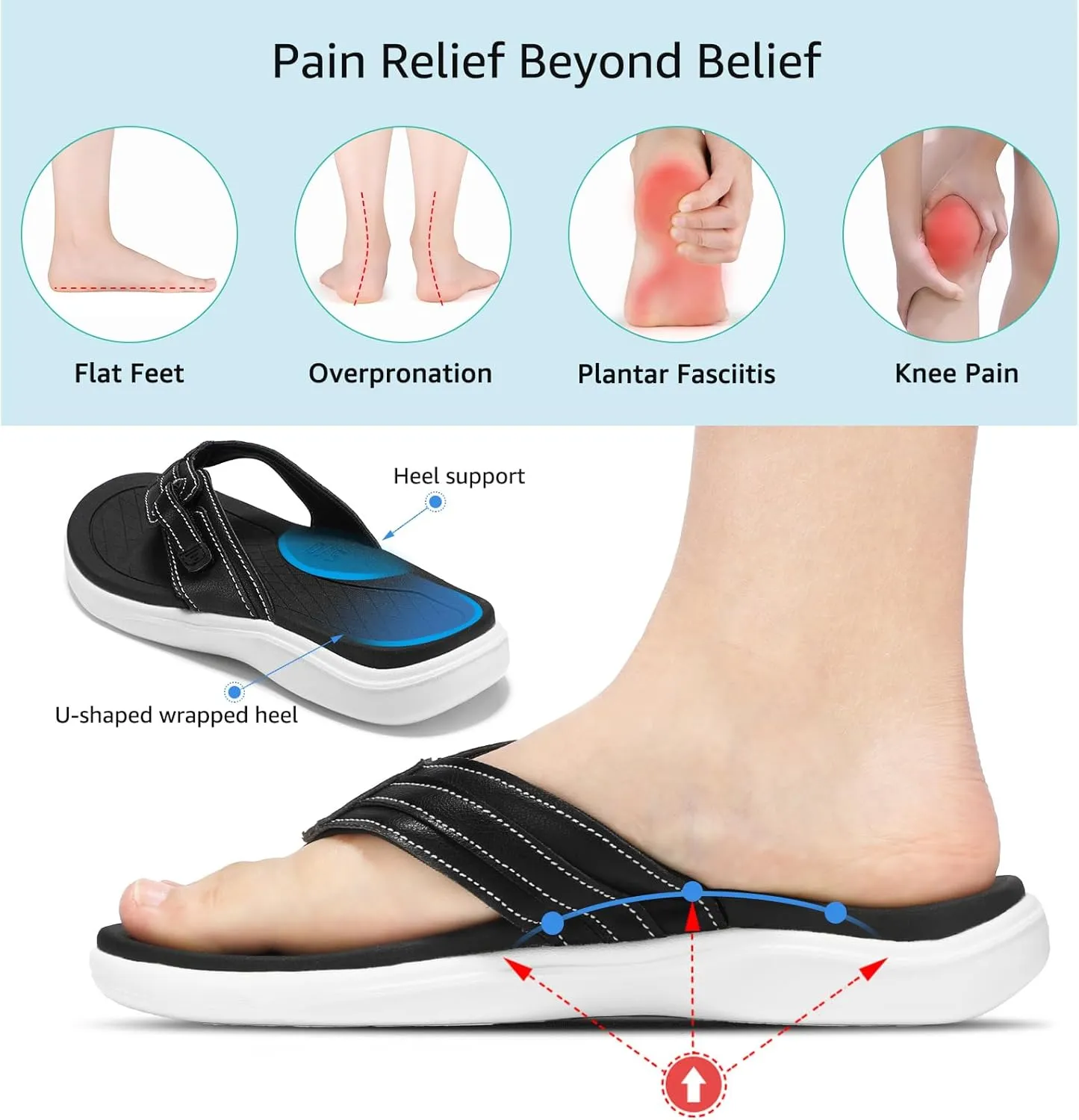 STQ Orthopedic Flip Flops for WomenAdjustable Beach Sandals