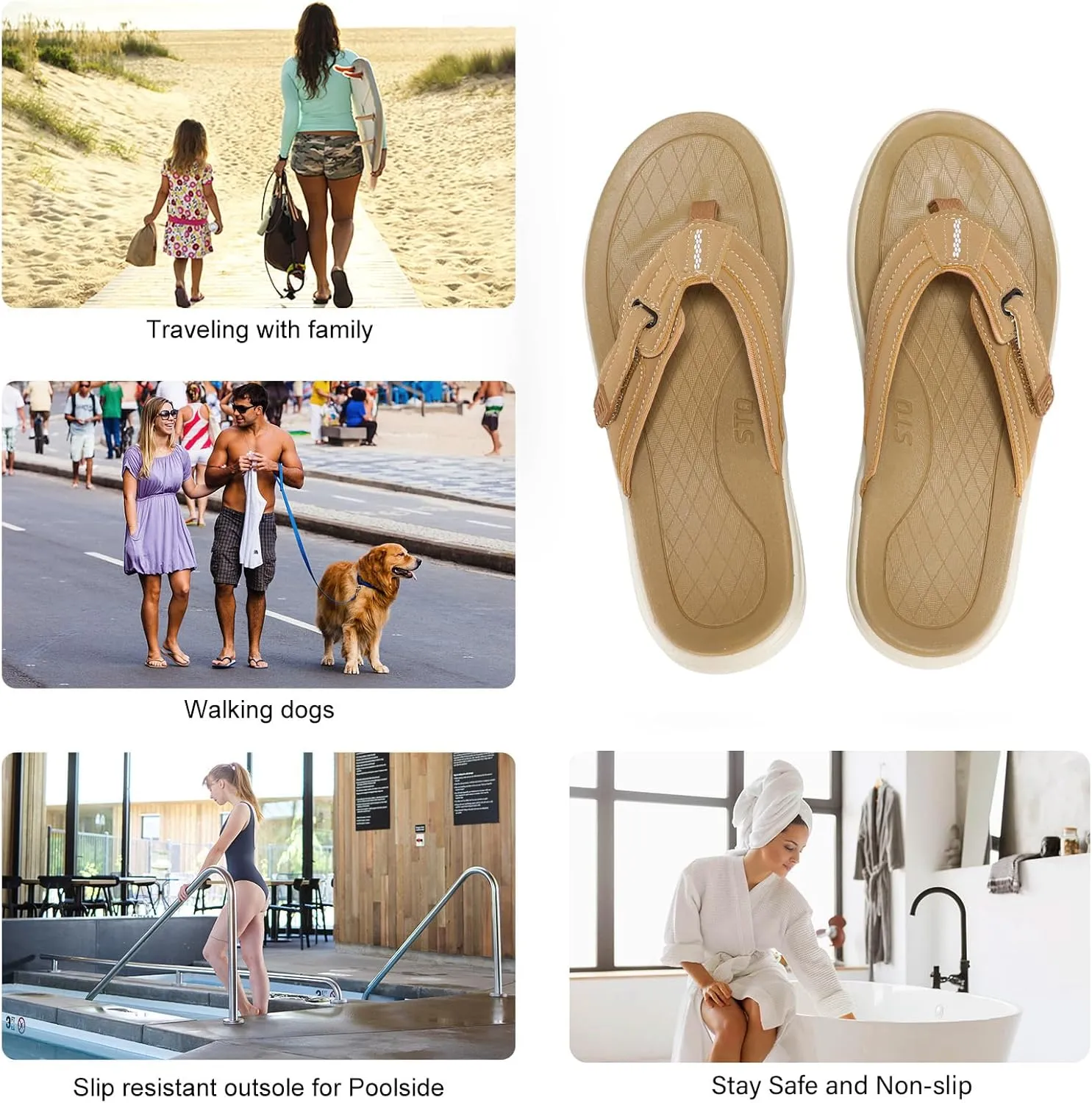 STQ Orthopedic Flip Flops for WomenAdjustable Beach Sandals