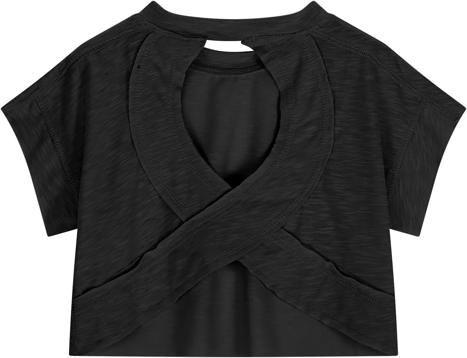 Summer Tops for Teens Open Back Backless Short Sleeve Workout Athletic Shirts Casual Running Crop Top Gym Yoga Tees
