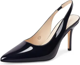 Trish Lucia Womens Slingback Pointed Toe Stiletto Pumps Slip-on High Heels Office Lady Sandals Party Prom Dress Shoes
