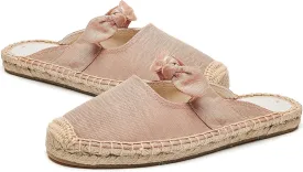 U-lite Women's Casual Bowknot Embellishment Slip-On Flats Loafers Flax Mule Shoes Espadrilles