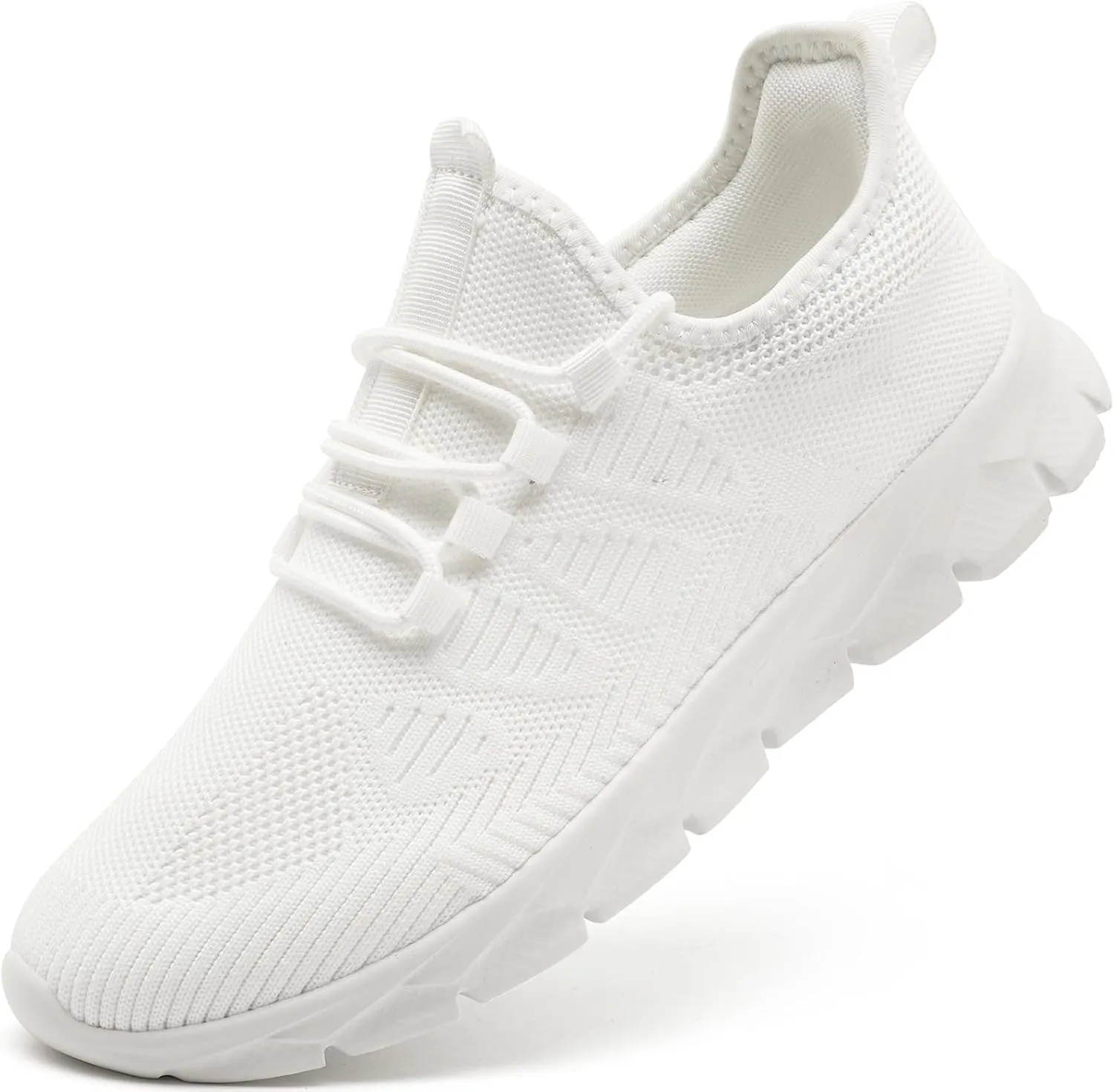 White Running Tennis Shoes Womens Slip on Sneakers Breathable Athletic Lightweight Gym Sports Workout Walking Nurse Cheer Shoes,White,Size 8.5