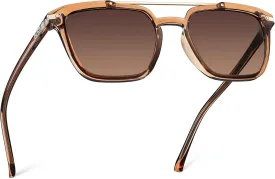 WMP Eyewear - Modern Men's Square Aviator Sunglasses - Double Metal Bridge with Polarized Lens