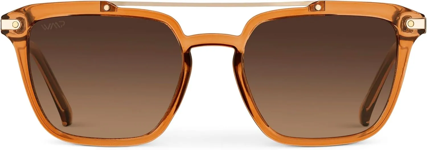 WMP Eyewear - Modern Men's Square Aviator Sunglasses - Double Metal Bridge with Polarized Lens