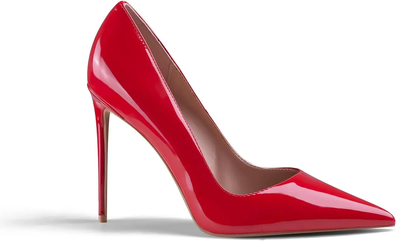 Women High Heels,3.94 inch/10cm Stiletto Pumps Sexy Pointed Toe Patent Leather Slip On High Heel Dress Evening Party Pump Shoes